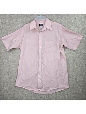 Arrow Kent Mens Short Sleeve Button-Down Shirt Pink Size 16 Cotton Blend